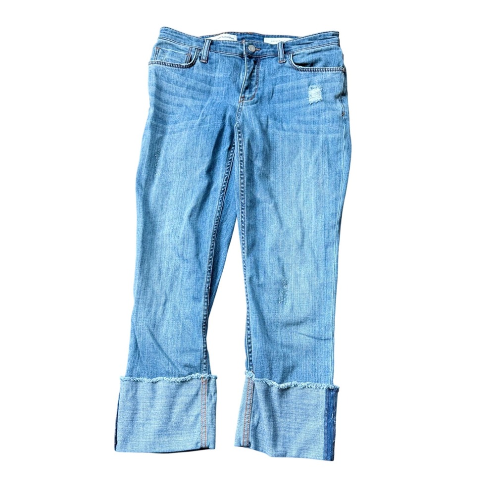 Pilcro and the Letterpress Hyphen Jeans Women 27 Blue Excellent Distressed Cuff